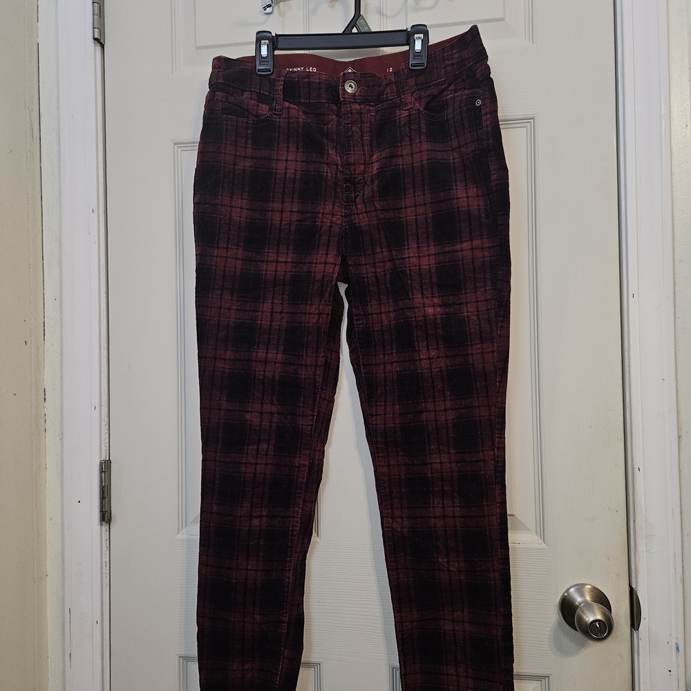 St. John's Bay Red and Black Plaid Straight Leg Pants